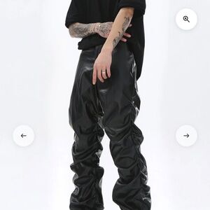Supermade PUNK STYLE PLEATED LEATHER PANTS - 2195